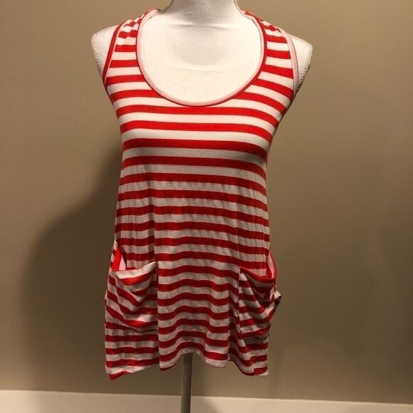 Ella Moss Red & White Striped Tank Top - Picture 1 of 6